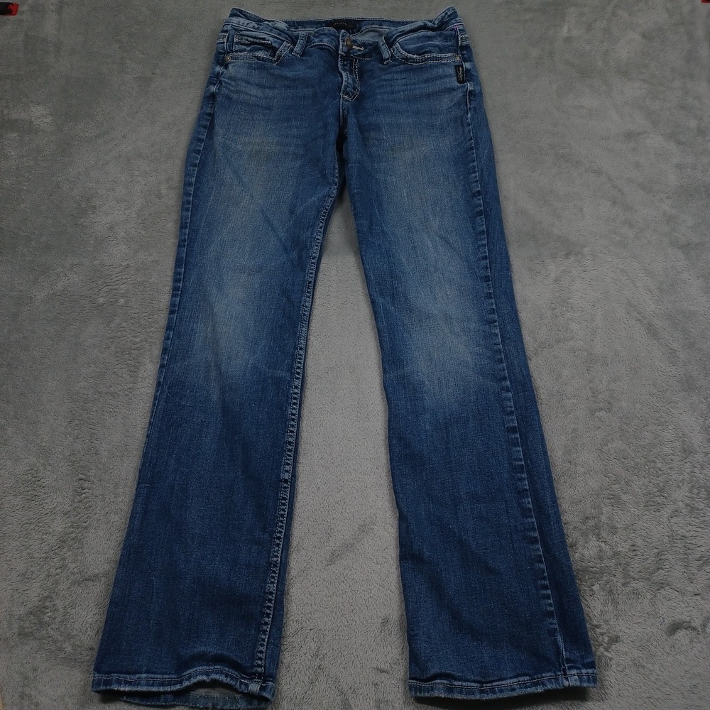 Silver Jeans Jeans Womens‎ 31 Blue Denim Straight Pockets Distressed Modern